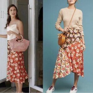 Anthropologie Farm Rio Patchwork Floral Midi Skirt  Size XL